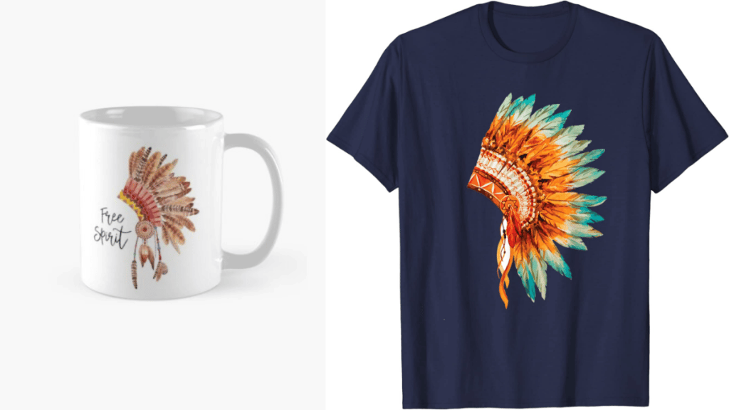 Buying Native Indian Headdress Mugs and T-Shirts