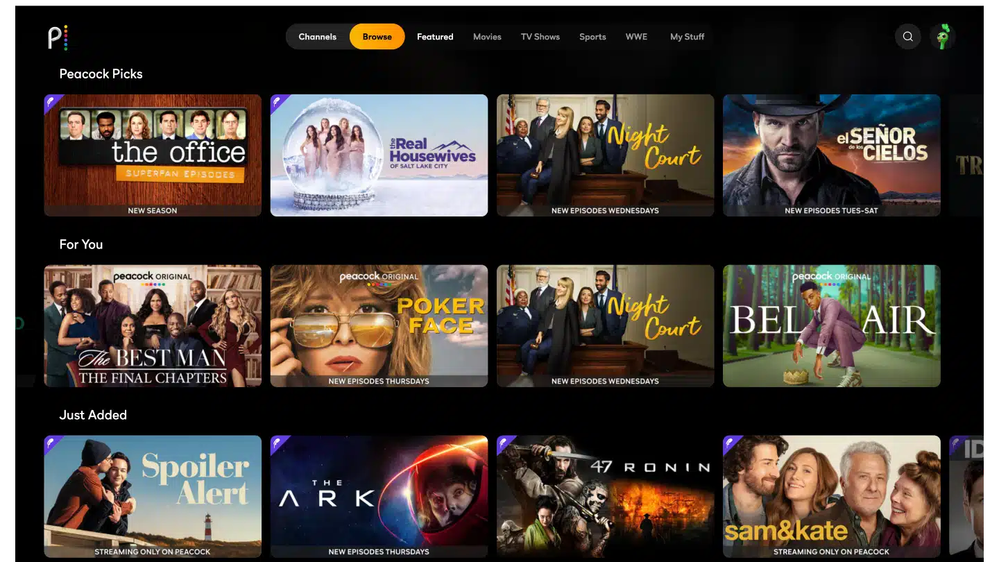 Peacock Streaming Site