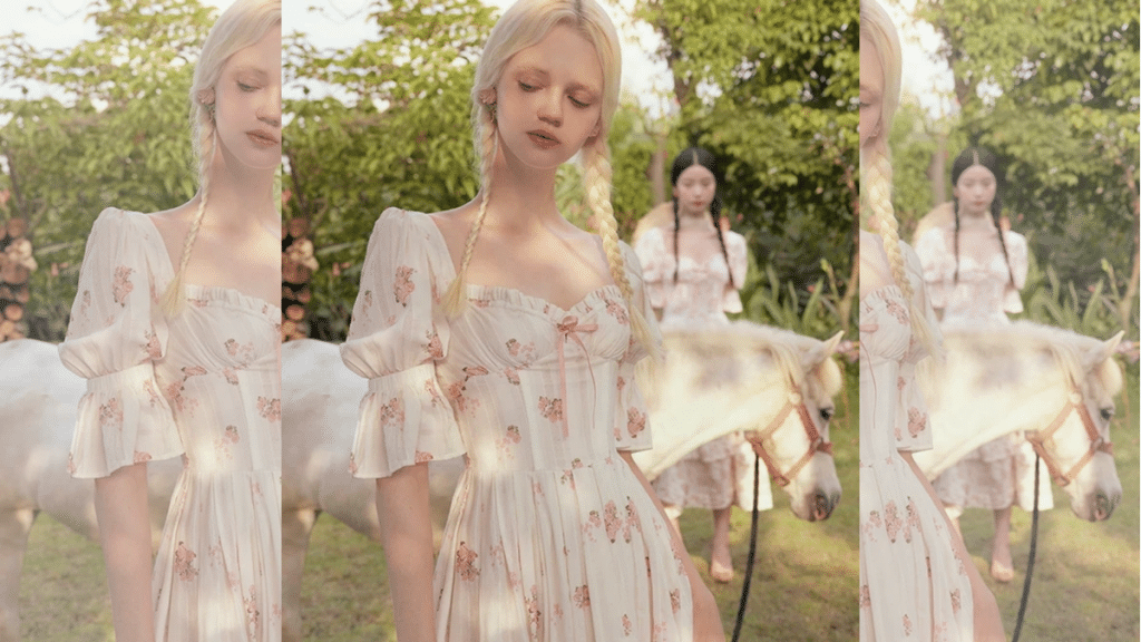 Girlish Charm in Picnic & Lawn Photography - Floral and Lace Dresses