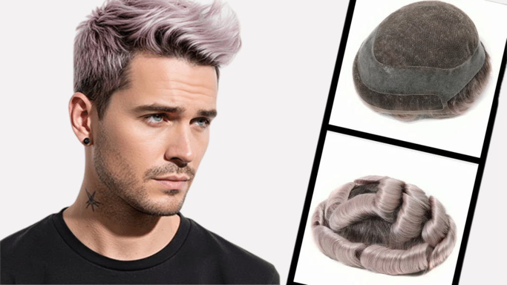 TUL21 Embrace Boldness with the Pink Men's Human Hair Toupee