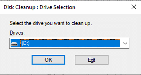 Delete temporary files via Disk Cleanup