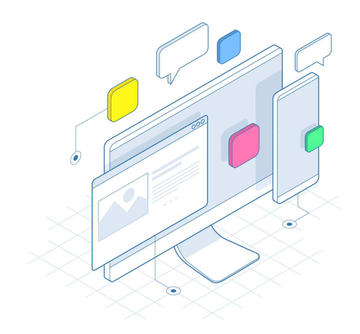 Isometric illustration of online data
