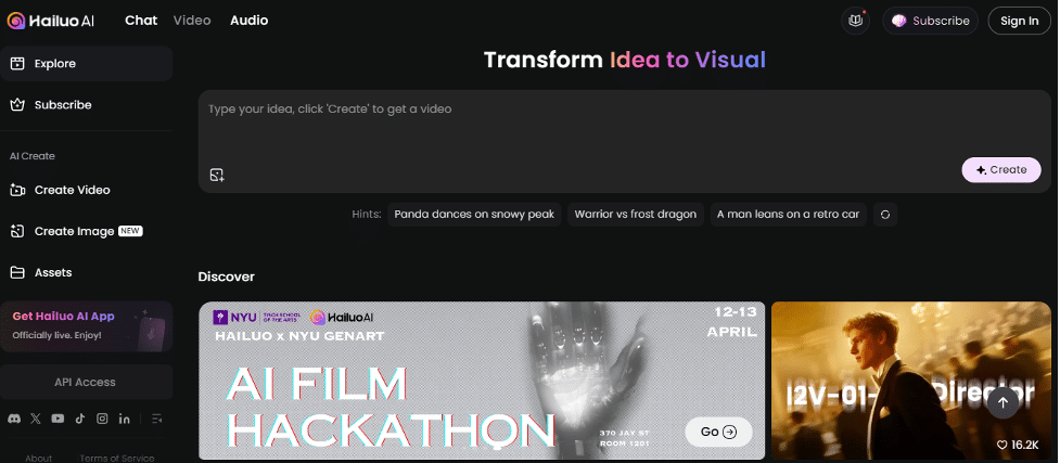 Hailuo - Create AI videos on a user-friendly interface