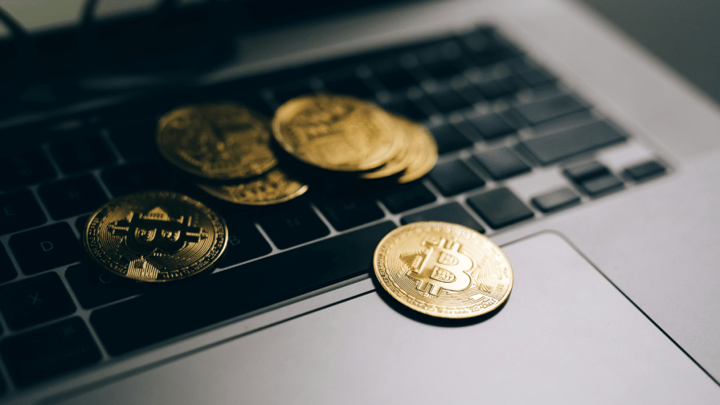 Close-Up Shot of Bitcoins