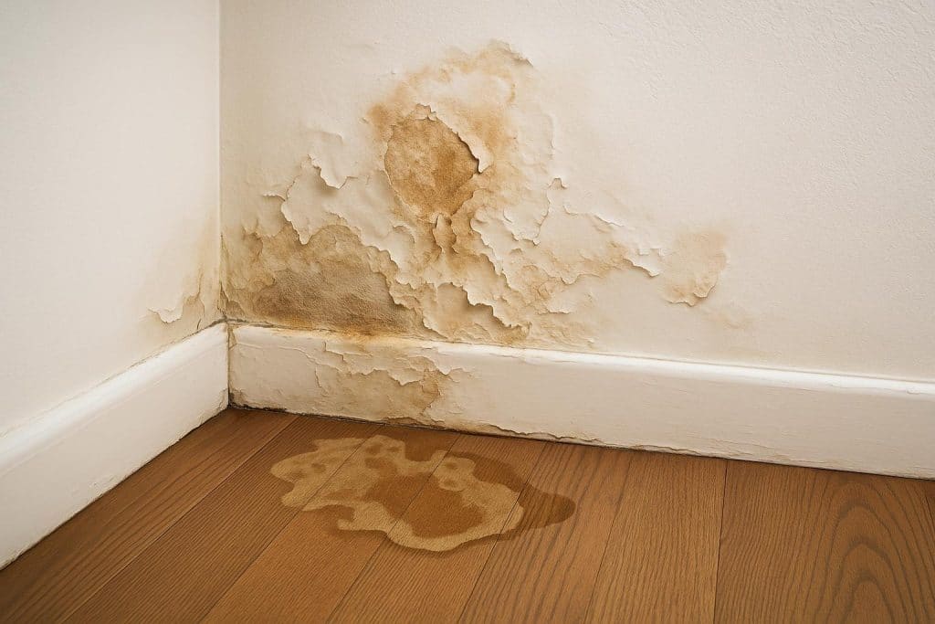 Leaking ceiling and water stains indicating hidden water damage inside a residential home.
