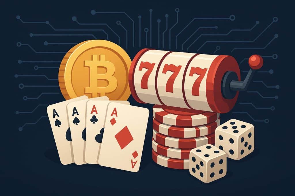 Digital crypto casino interface with blockchain elements highlighting reliable online platforms