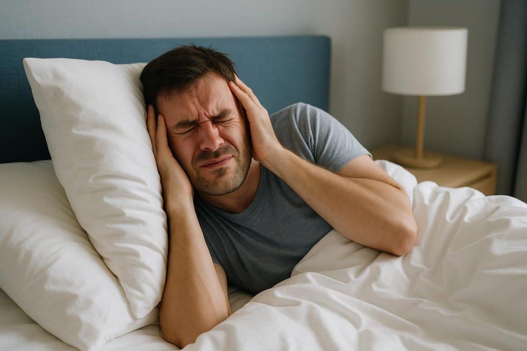 Soft pillow on bed highlighting link between pillow choice and morning headaches