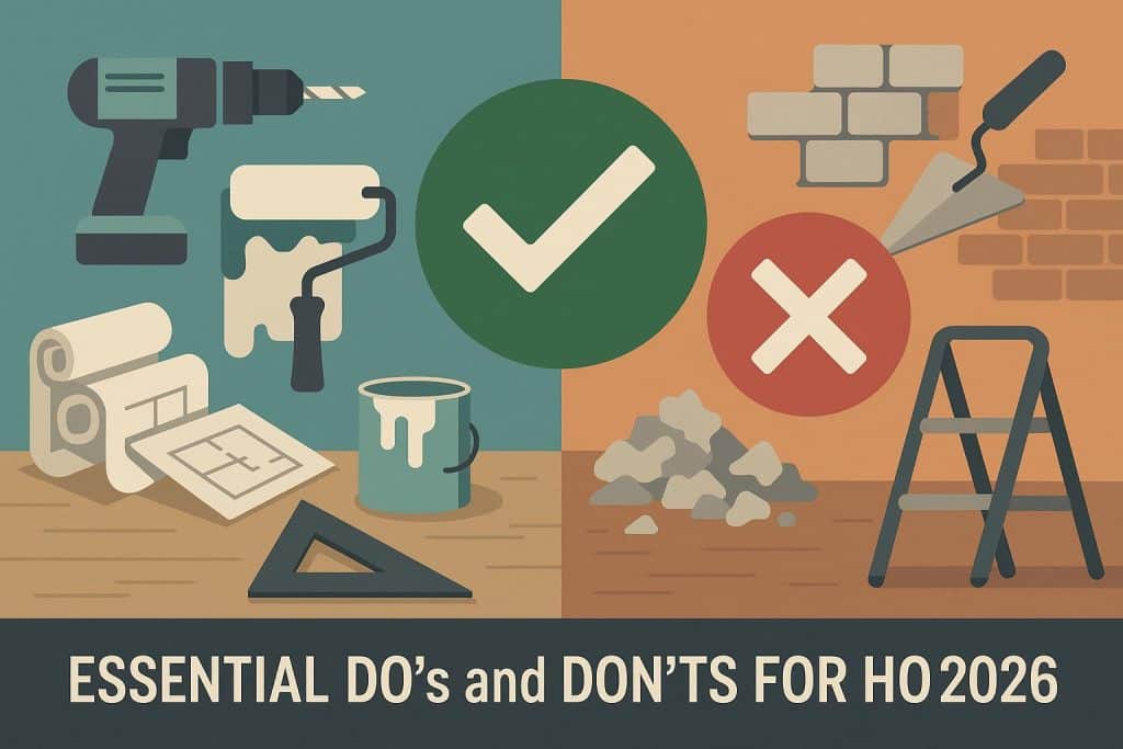 Essential Do’s and Don’ts for Home Renovations in 2026 Modern kitchen renovation with updated appliances, sleek cabinets, and eco-friendly materials