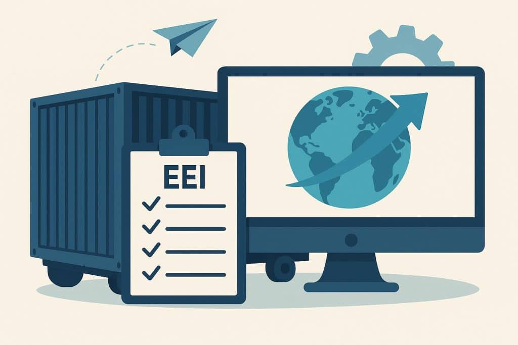 Export Efficiency Starts with the Automated Export System: Simplifying AES Filing and EEI Compliance Automated Export System dashboard illustrating AES filing process and EEI compliance steps