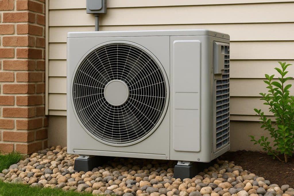 AC Heat Pump, What Is This? AC heat pump unit showcasing energy-efficient home climate control technology