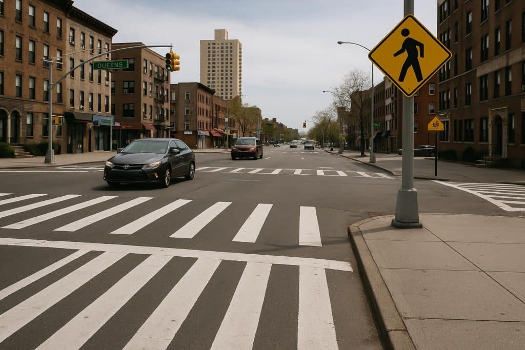 Pedestrian Injury Rights in Queens Crosswalk in Queens highlighting pedestrian safety and accident rights enforcement