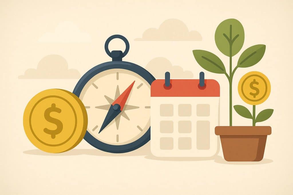 Compass guiding financial investment decisions and goal setting for optimal money management