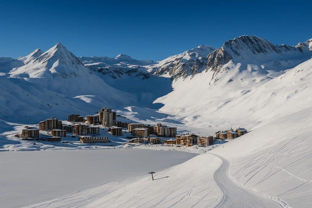Tignes le Lac, France: The Perfect Destination for Smart Ski Travelers Snow-covered Tignes le Lac ski resort with mountain backdrop in the French Alps