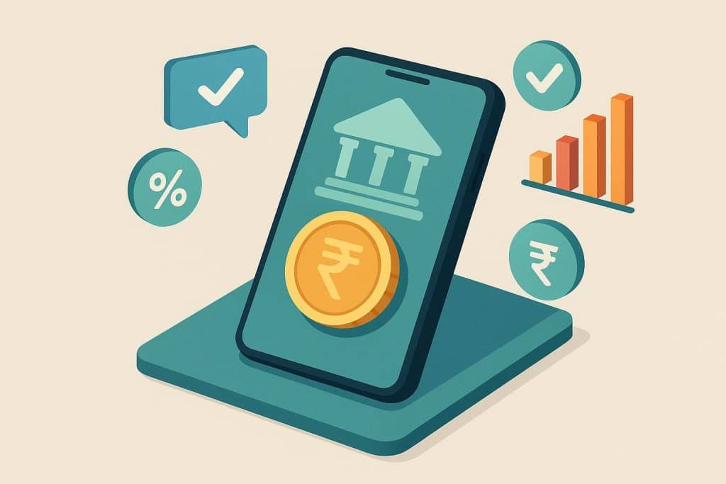 Logos of leading digital lending apps in India displayed on smartphone screens