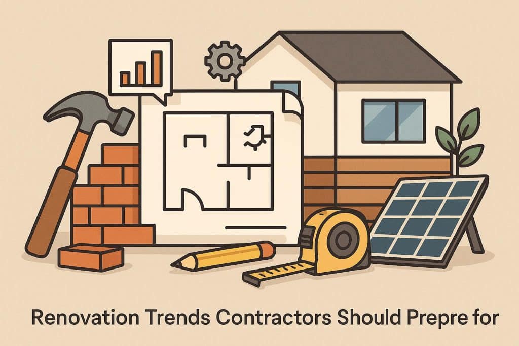 Renovation Trends Contractors Should Prepare for in 2026 Modern home renovation concept with sustainable materials and smart technology integration