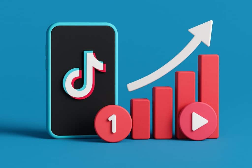 Smartphone screen displaying TikTok app interface with trending video content and rising view counts