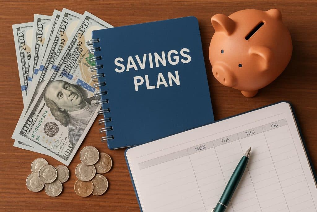 Building Your Savings Plan Around Your Paychecks Stack of coins and calendar with marked paydays, illustrating savings plan strategies