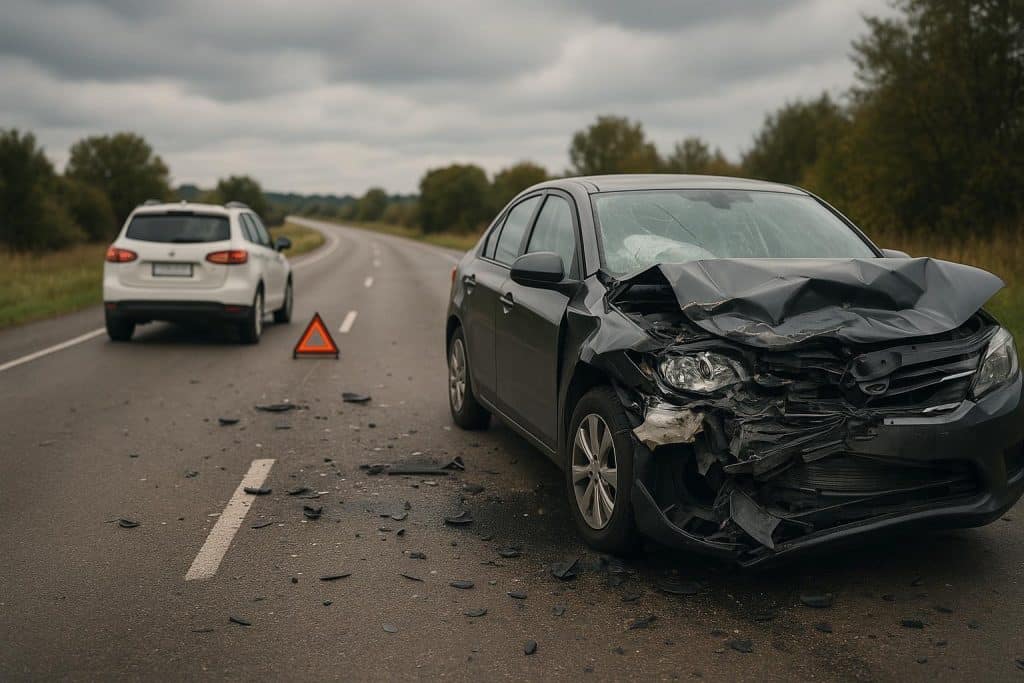 Car accident aftermath on a city street highlighting unexpected life-changing consequences