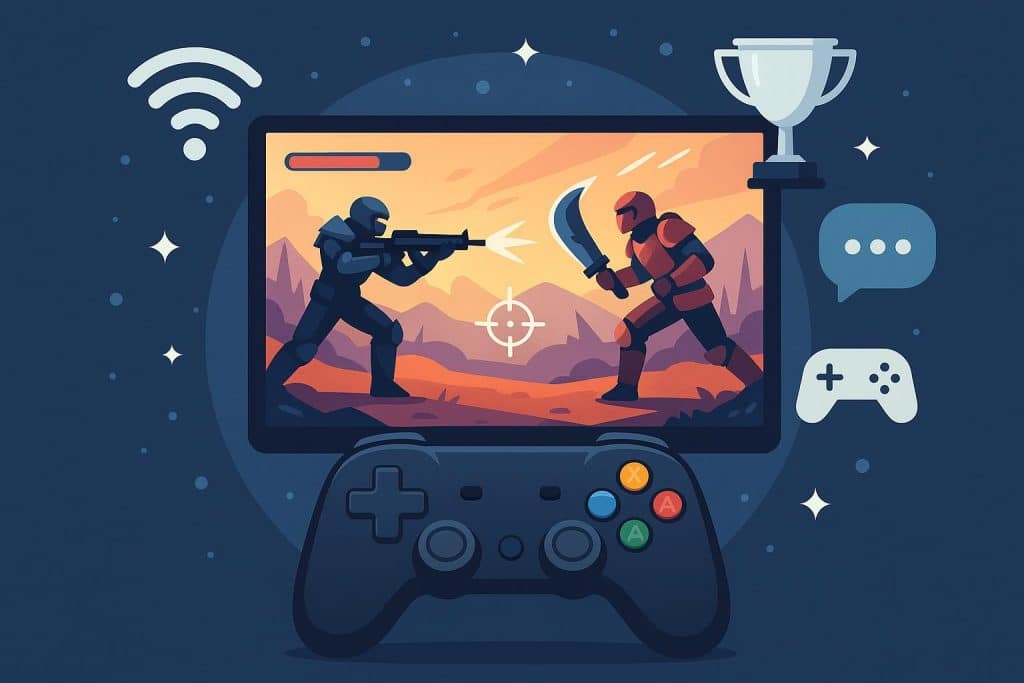 Colorful online game interface displaying leaderboards, avatars, and interactive multiplayer features