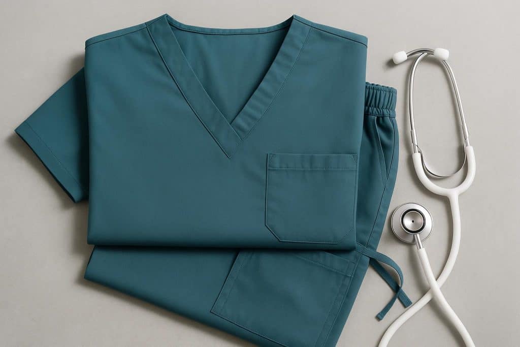 Modern easy-care scrubs showcasing innovative healthcare uniform design and functionality