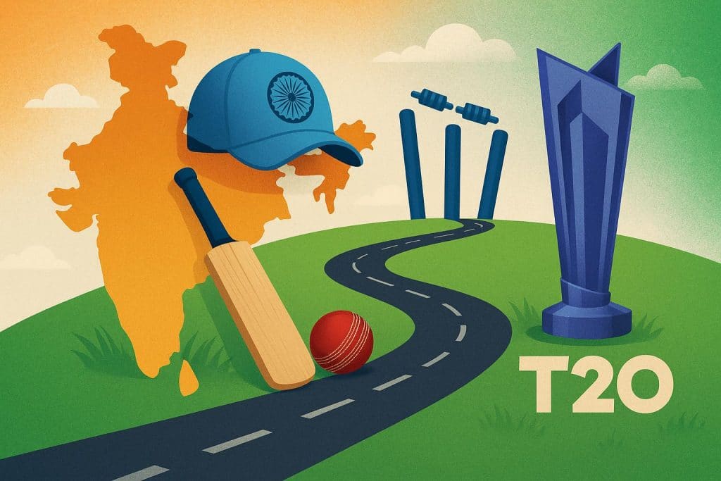 Indian cricket team strategizing for ICC Men’s T20 World Cup 2026 with key players highlighted