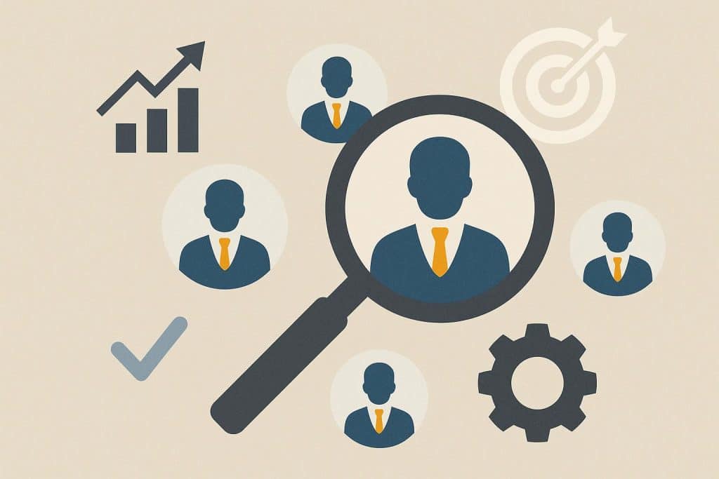 Business team analyzing charts to select the best B2B lead generation company for growth