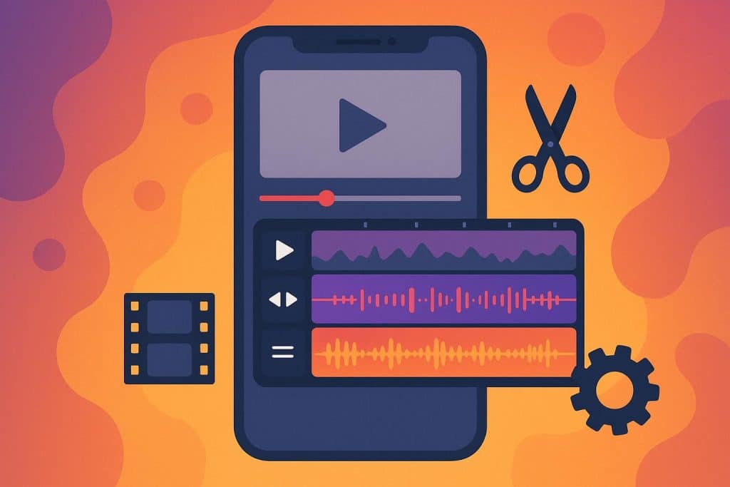 Mobile video editing interface displayed on a smartphone, highlighting responsive editing tools