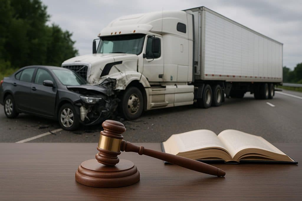 Durham truck accident scene with legal assistance concept for truck accident lawyer services