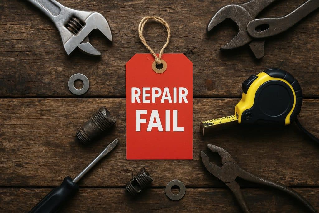 Common Reasons Repairs Fail and How to Avoid Repeat Problems Broken household appliance with tools, highlighting repair mistakes and prevention strategies