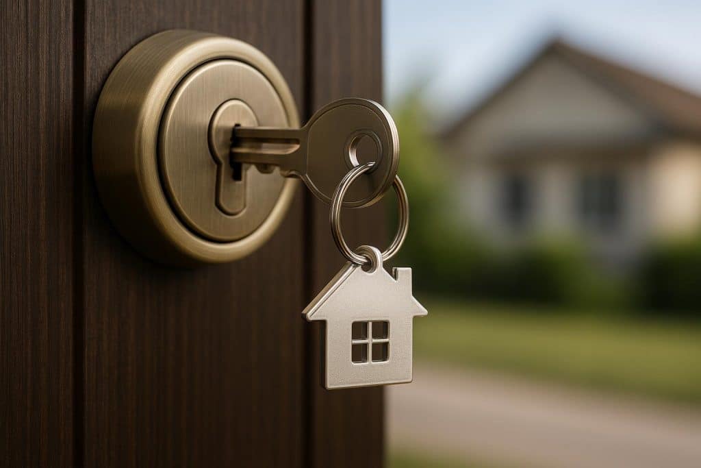 Professional locksmith repairing residential door lock, illustrating expert neighborhood locksmith services