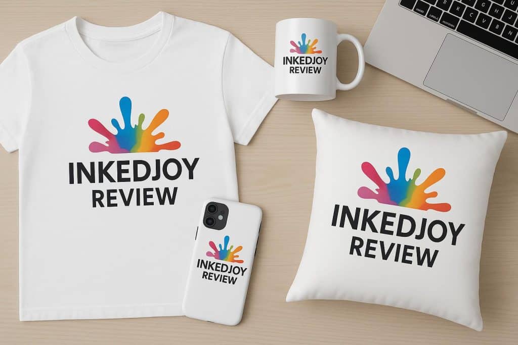 Inkedjoy print on demand products displayed in a modern e-commerce store setting