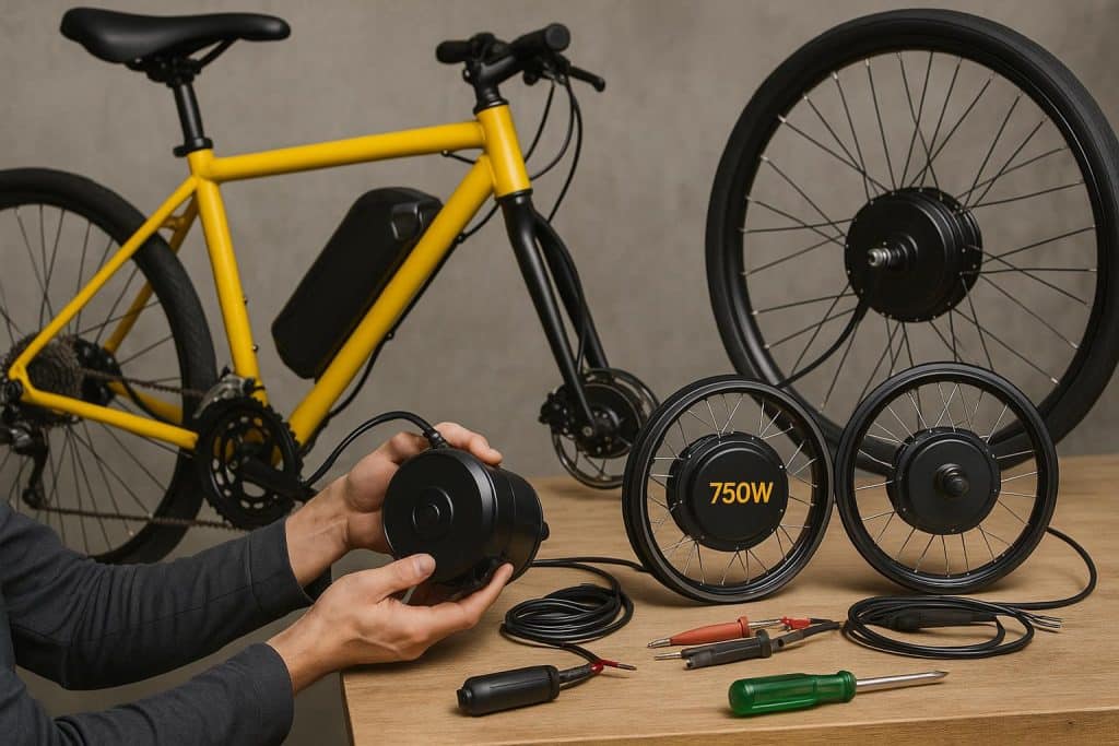 Converting Your Bike to Electric Is Straightforward — But Picking the Wrong Wattage Means Either Leaving Performance on the Table or Buying More Motor Than Your Ride Can Handle Electric bike conversion kit with motor and battery installed on a standard bicycle frame