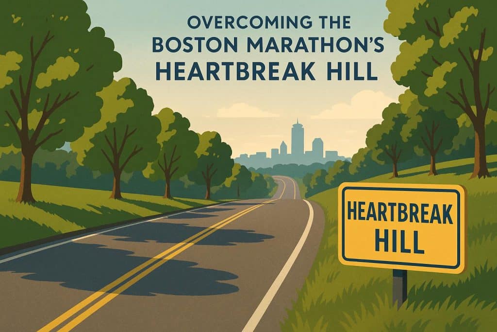 Thomas Datwyler – Overcoming the Boston Marathon’s Heartbreak Hill Thomas Datwyler running up Heartbreak Hill during the Boston Marathon overcoming challenges