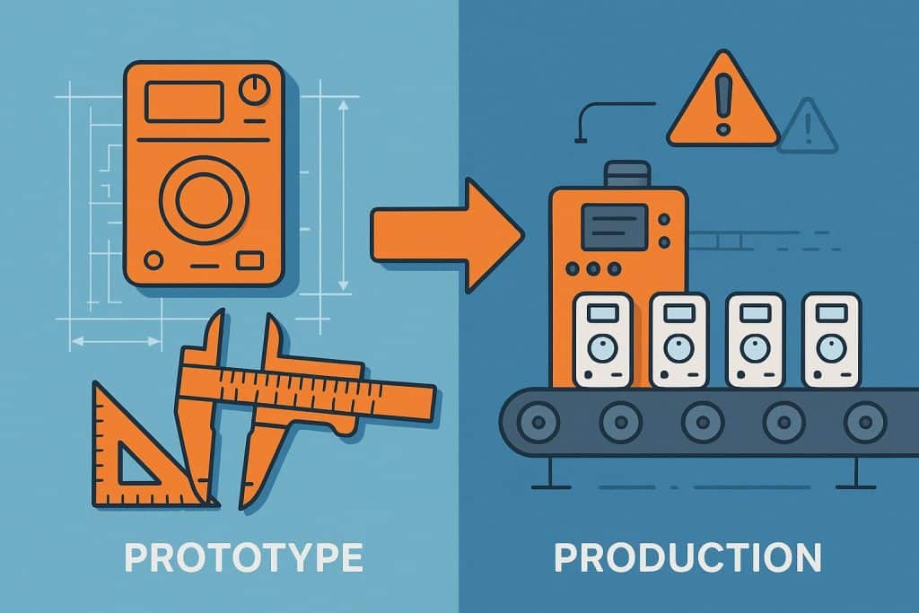From Prototype to Production: How Startups Can Avoid Costly Manufacturing Mistakes Startup assembling prototype product in factory, focusing on efficient manufacturing processes