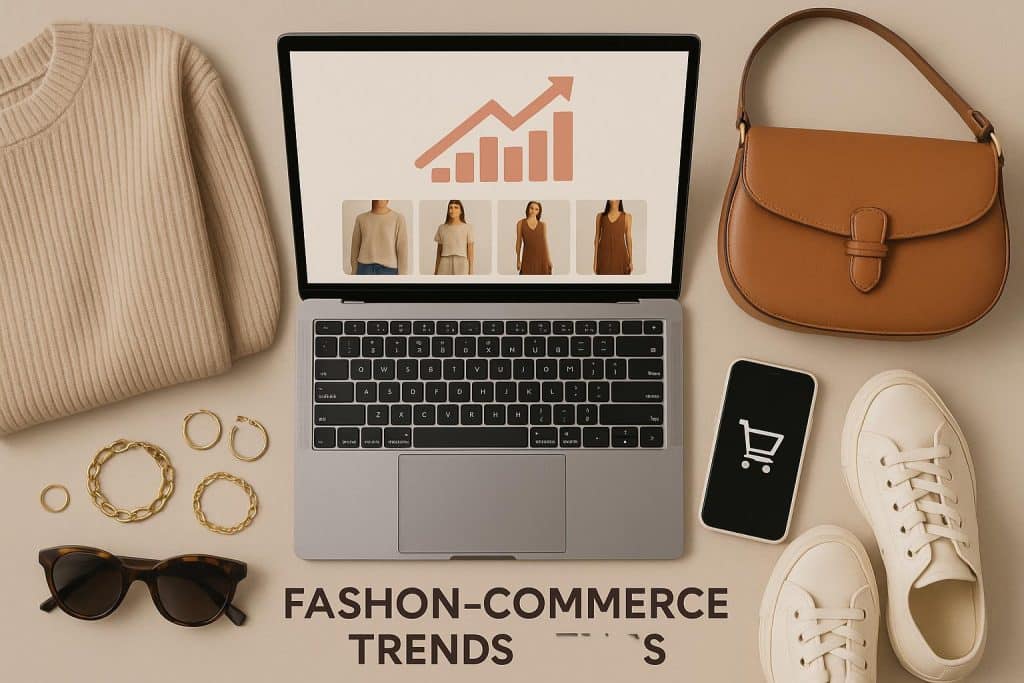 Modern online fashion shopping interface displaying trending clothing and accessories for e-commerce brands