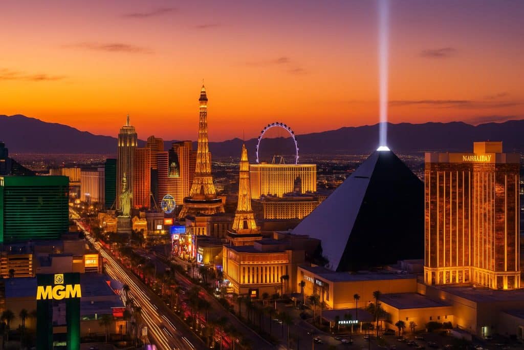 Why Las Vegas Is One of America’s Top Event Destinations Las Vegas Strip skyline highlighting top event venues and vibrant city lights at night