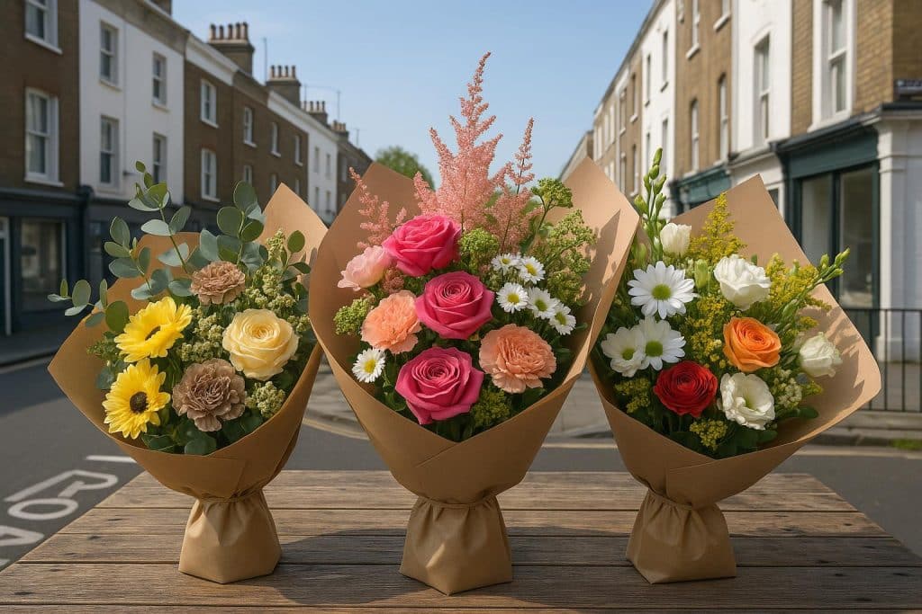 Colorful budget-friendly flower bouquet arranged in a stylish vase, ideal for London delivery