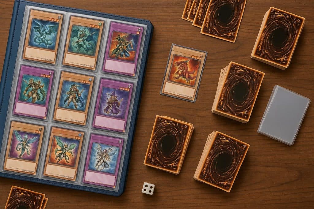 Beginner Tips for Building a Yu-Gi-Oh Collection Starter Yu-Gi-Oh card collection with booster packs and playing mat for beginners