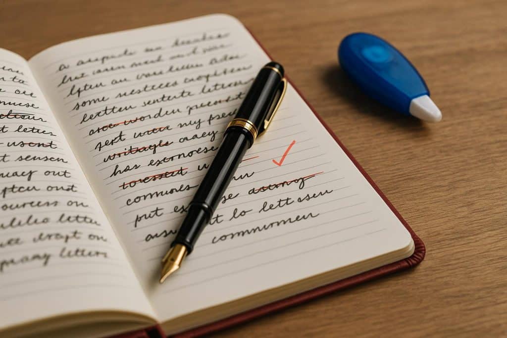 Why Editing Matters as Much as Writing Stack of edited manuscripts with red marks highlighting the importance of editing in writing