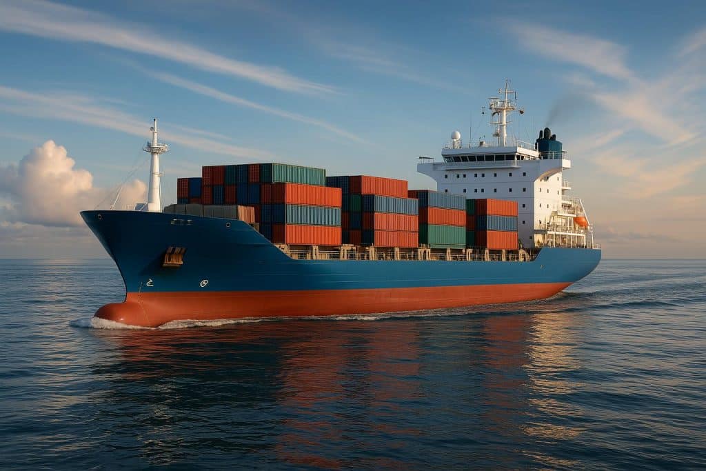 How Modern Ship Design Is Driving Maritime Efficiency Sleek modern cargo ship at sea showcasing innovative design for improved maritime efficiency