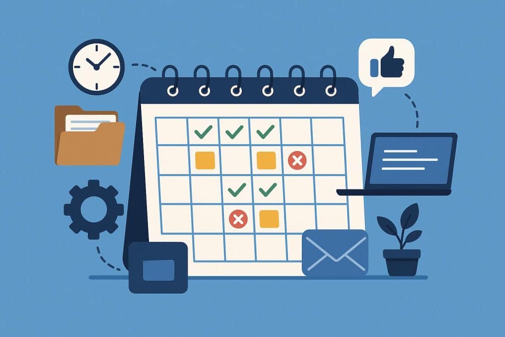 Content calendar with tasks and assignments highlighting roles of founders and social media VAs
