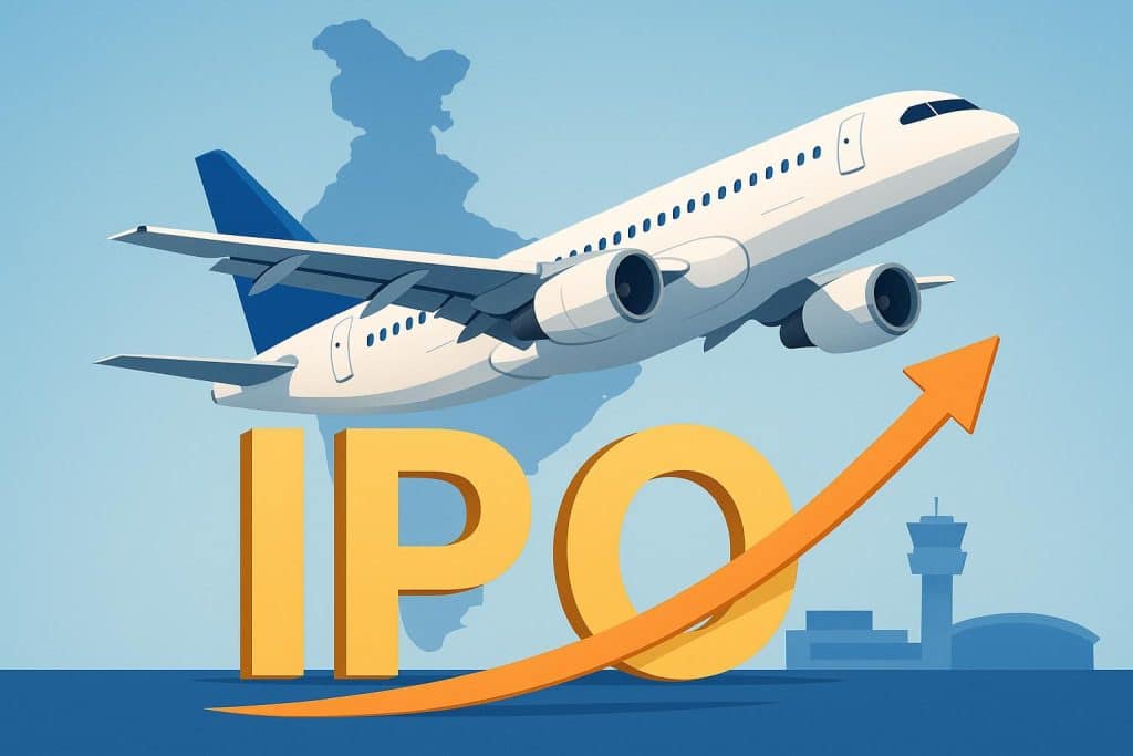 Skyways Air Services aircraft taking off, symbolizing IPO impact on India's air travel industry
