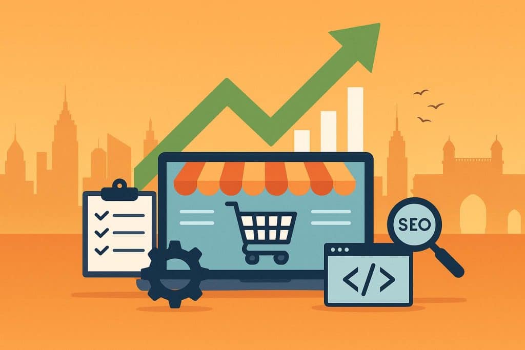 Growth Strategies That E-Commerce Businesses in Mumbai Can Adopt Through SEO and Web Development Mumbai e-commerce business growth through SEO and web development strategy visuals