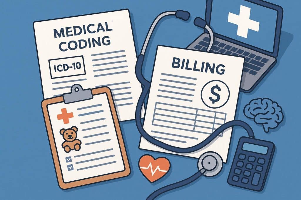 A Practical Guide to Medical Coding and Billing for Pediatric and Behavioral Health Services Medical coding chart and billing documents for pediatric and behavioral health services
