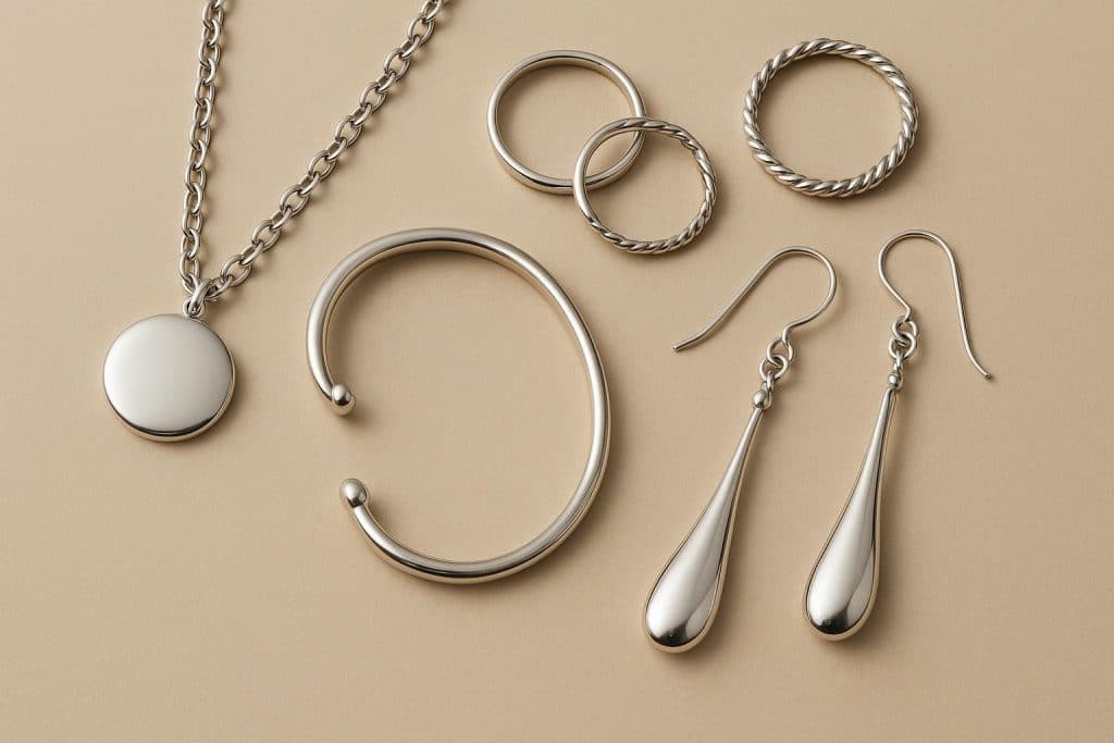 A Guide to Choosing and Buying Silver Jewelry Elegant silver jewelry pieces displayed on a white background for buying guide and selection tips