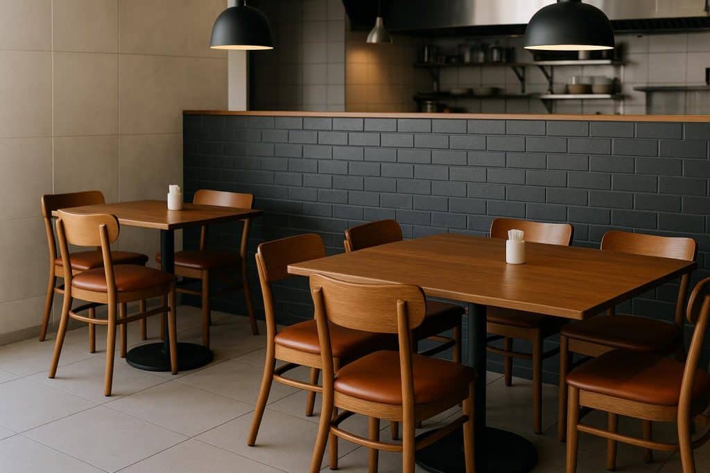 Restaurant Furniture Now Takes a Larger Share of Buildout Costs Than It Did in 2019 Modern restaurant dining area showcasing upscale furniture as a key buildout investment