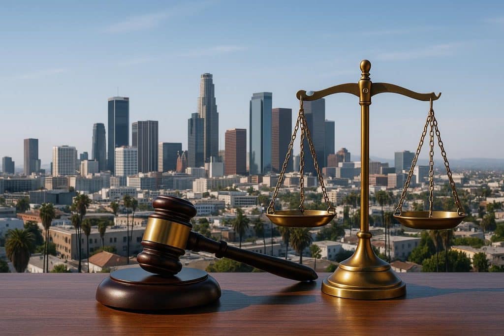 Top-Rated Criminal Defense Lawyers in Los Angeles (2026 Guide) Gavel and law books on a desk representing criminal defense lawyers in Los Angeles