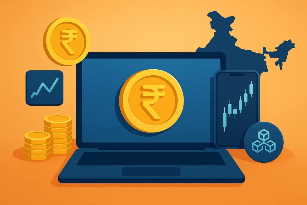 CoinYatra logo with digital coins and INR currency symbols, representing Indian crypto trading platform