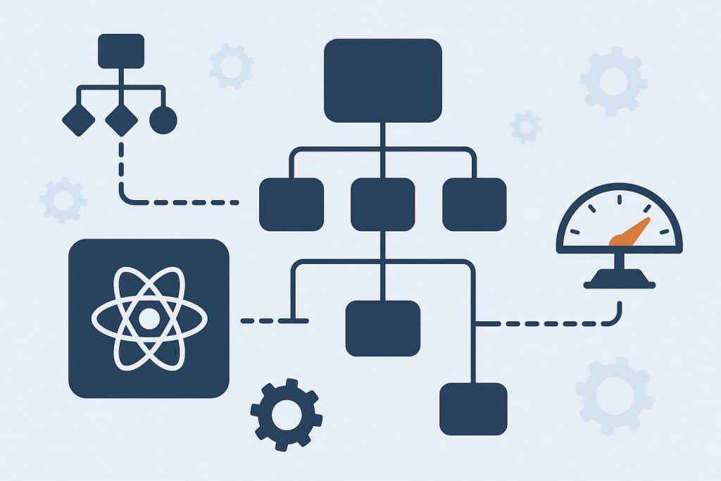 State Management Decisions That Determine How Far a React App Can Scale React app architecture diagram illustrating scalable state management strategies