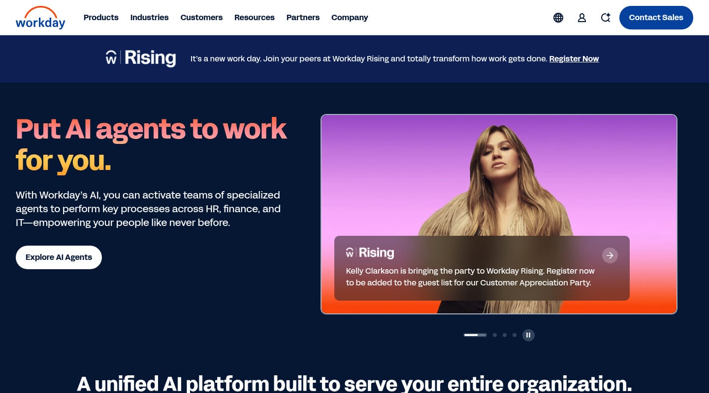 Homepage of Workday